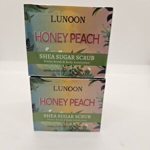 Lunoon Honey Peach Shea Sugar Scrub‎ 150g Fruity Body Exfoliation • New 2 Pk